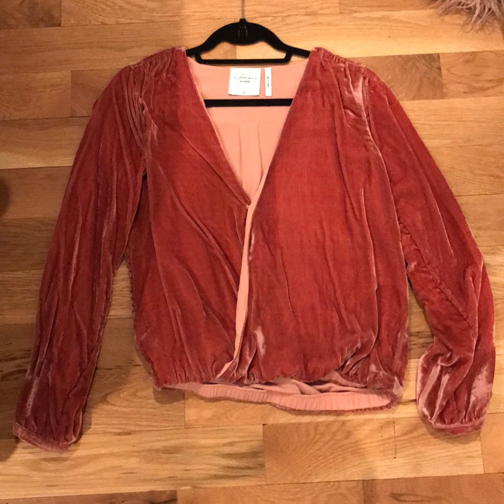 L’Academie Velvet bell sleeve top